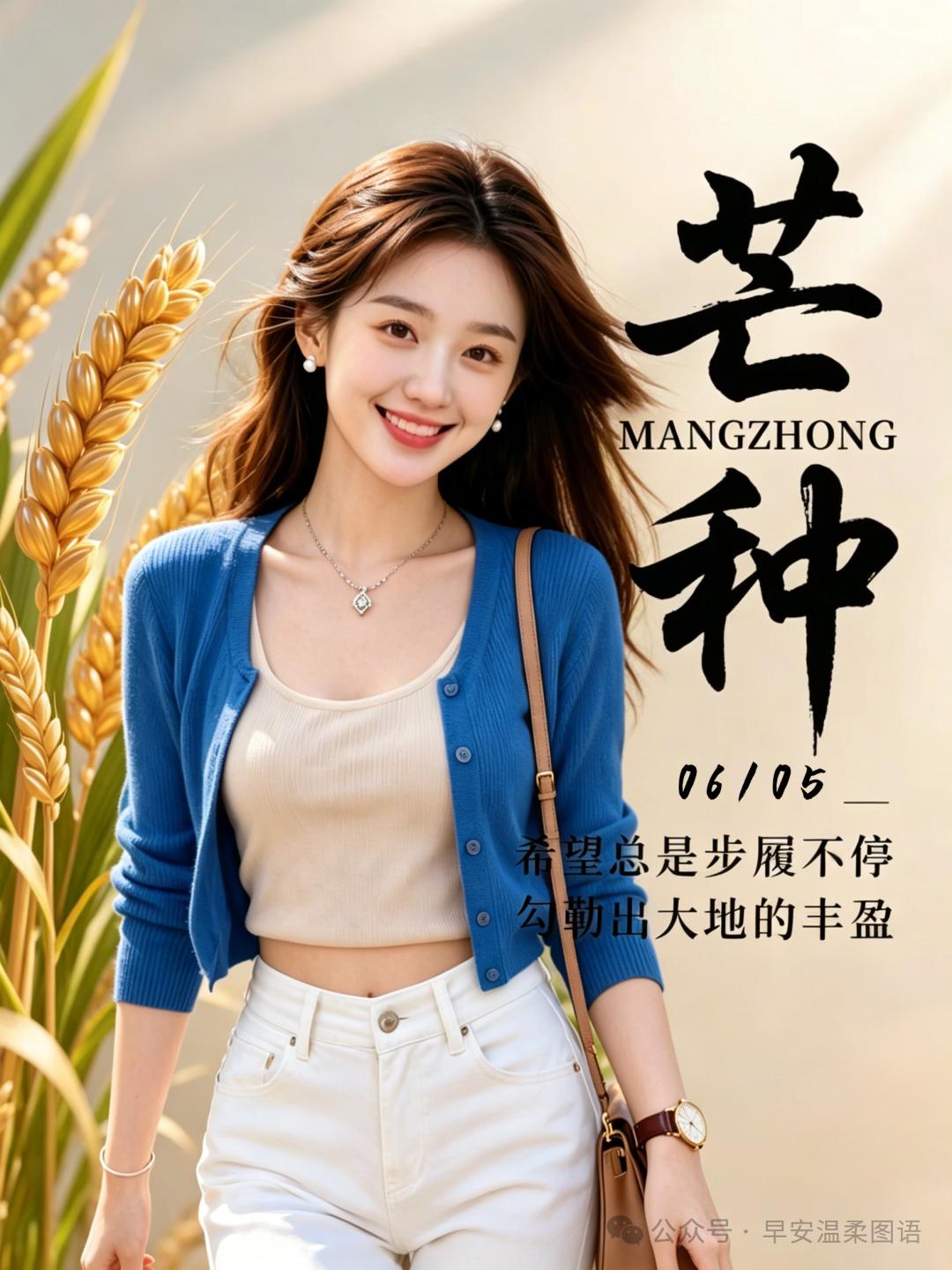 芒种到，布谷叫，声声催收心美妙；大仓满，小仓饱，喜获丰收运势高；事业好，福高照，
