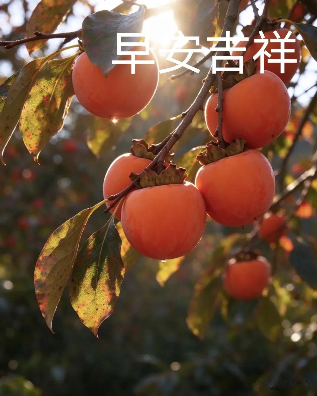 秋深柿红，岁月静美。早安，愿事事如意，日子温暖。