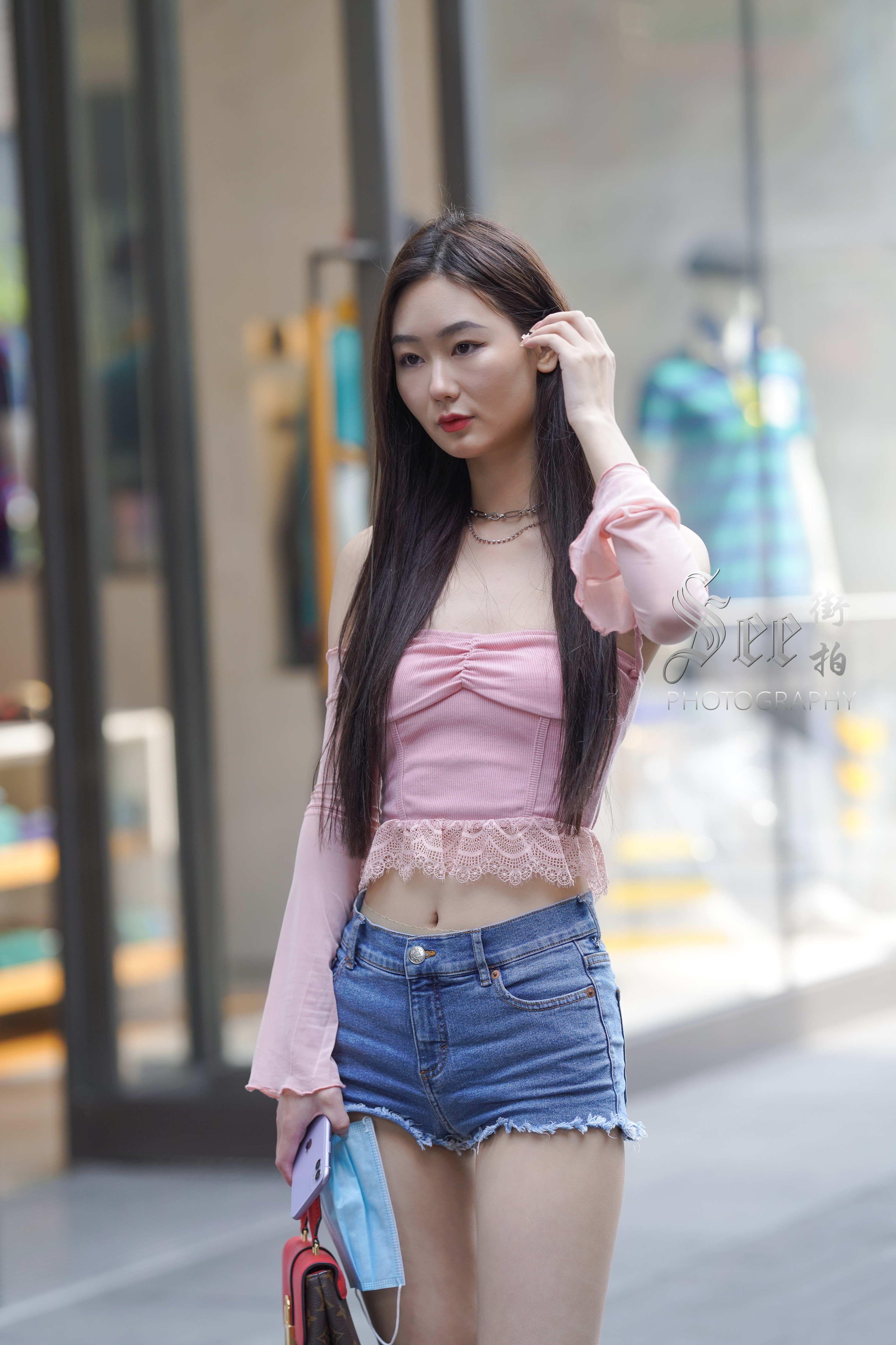 牛仔短裤，显高显腿长 ​​​