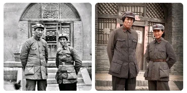 《伟大的长征》剧照与真实照片对比。
