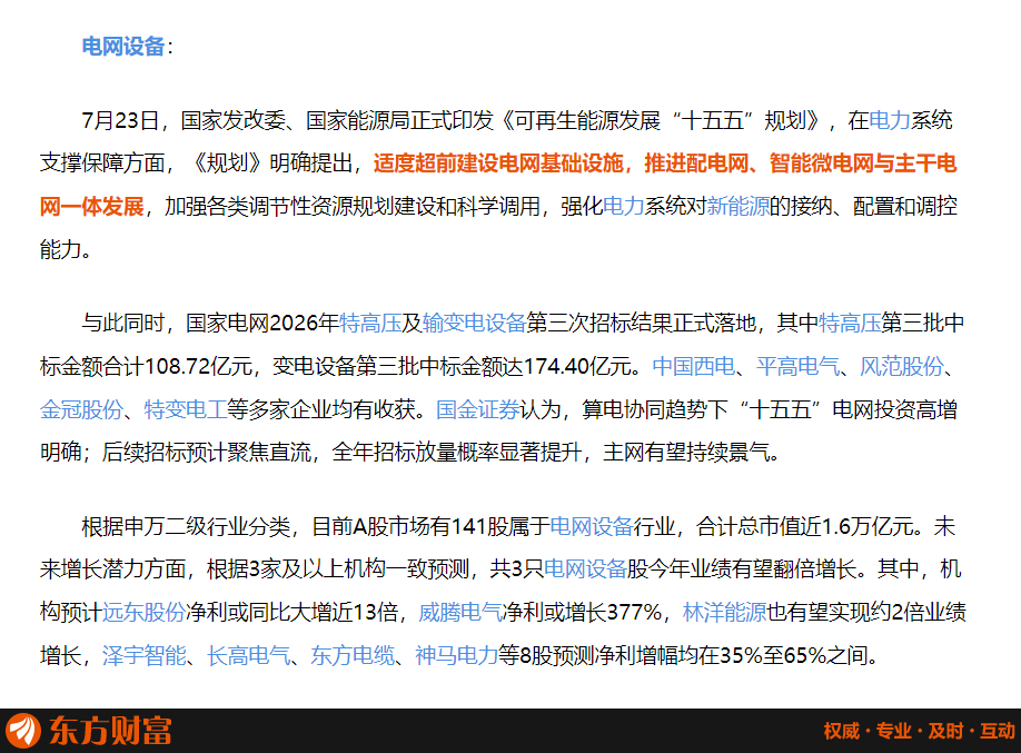 7月23日，国家发改委、国家能源局正式印发《可再生能源发展“十五五”规划》，在电