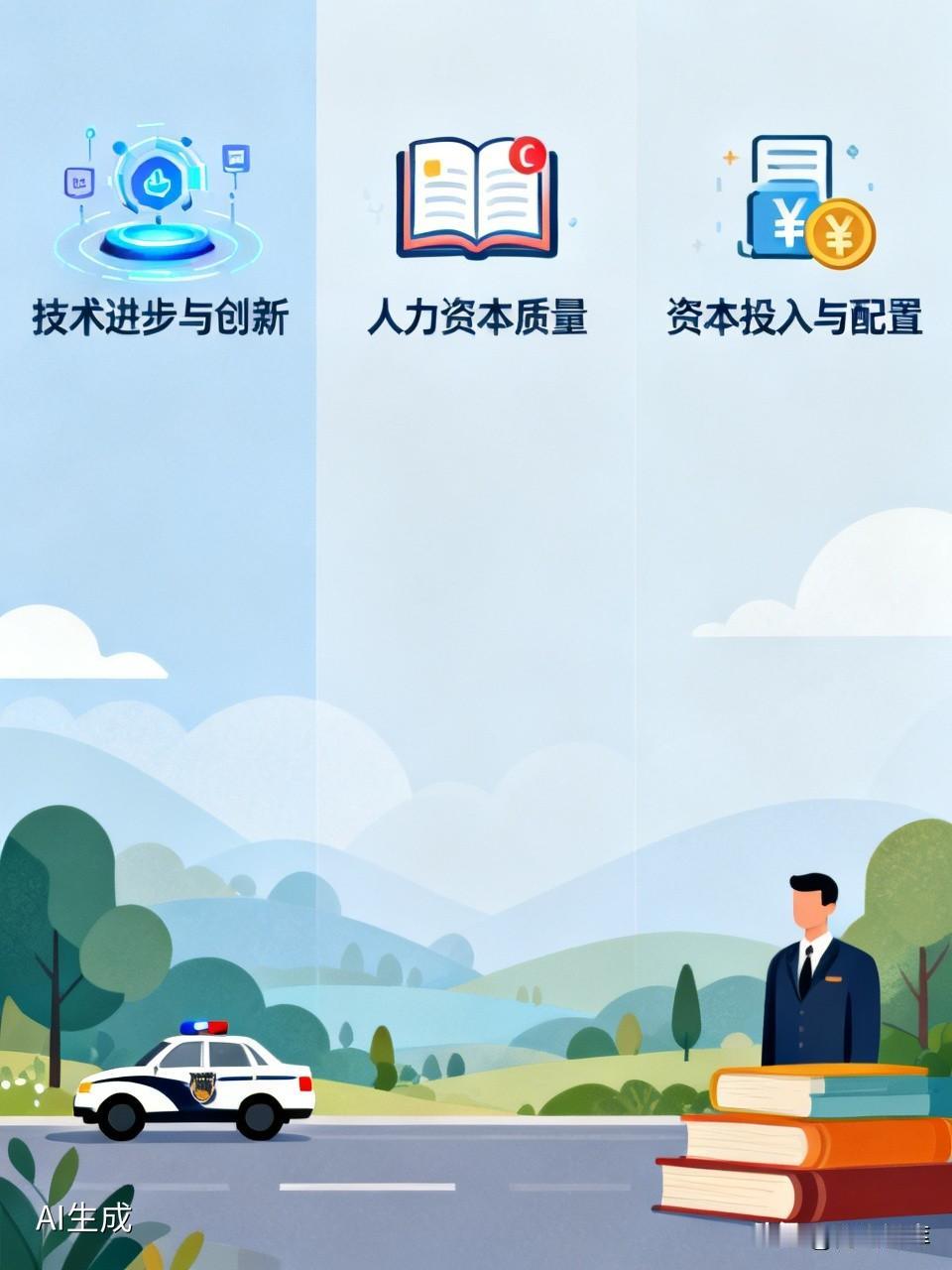 影响生产力提升的主要因素可以归纳为以下六个方面：

1. 技术进步与创新：包括自