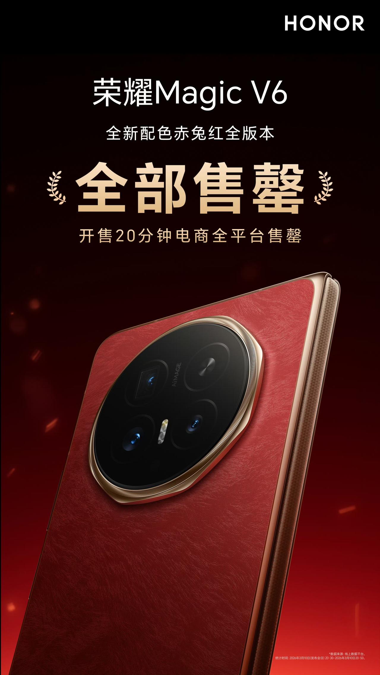 荣耀Magic V6折叠屏产品力直接拉满，而主打的全新配色赤兔红更是大受欢迎，2