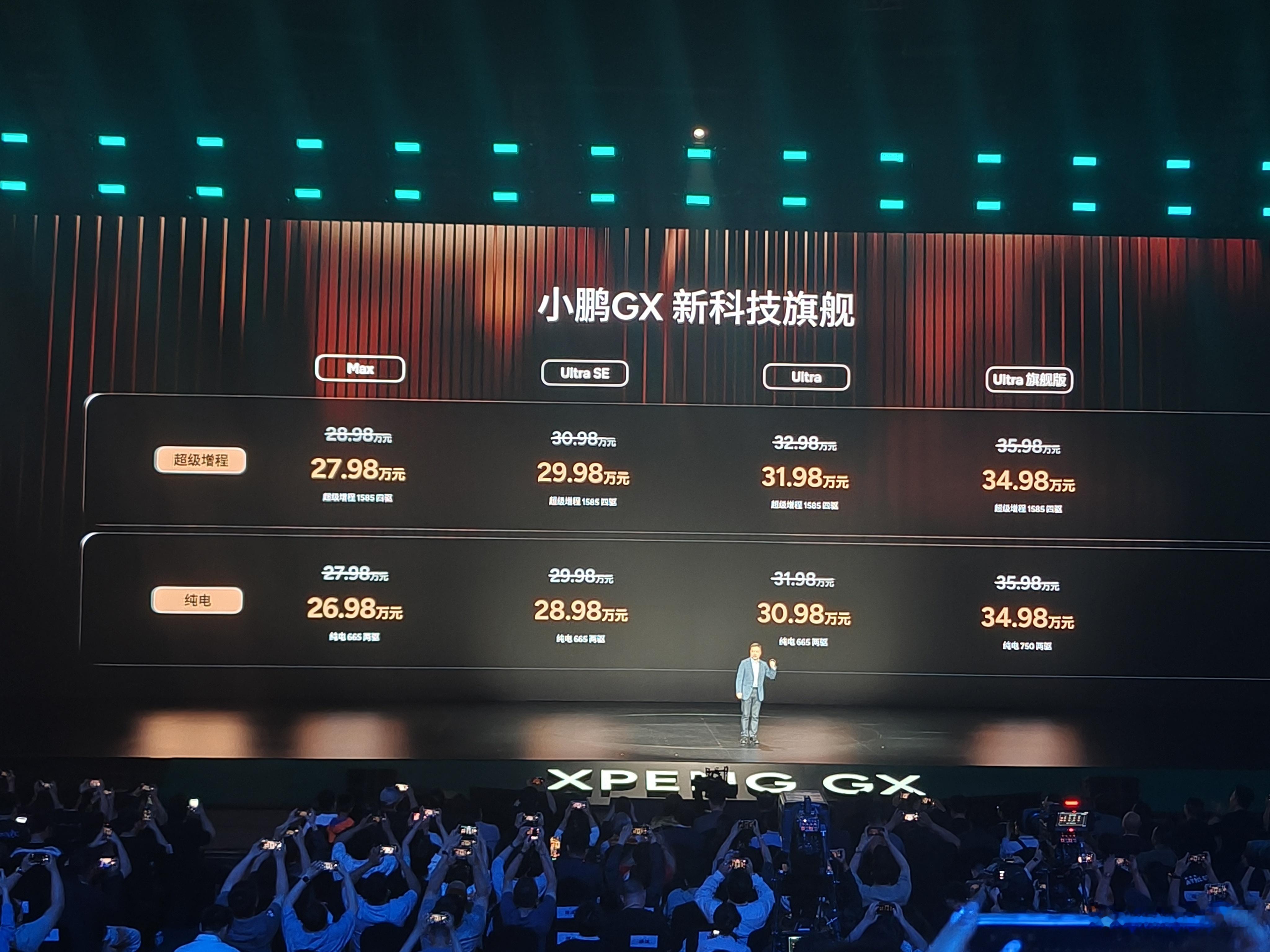 小鹏GX发布会小鹏GX这价格太卷了，纯电27.98万元起，超级增程28.98万元