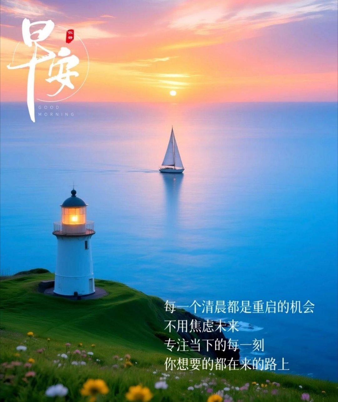 早安 保持一份热忱，从容往前走，在日复一日的前行里，慢慢遇见更好的自己。早安 