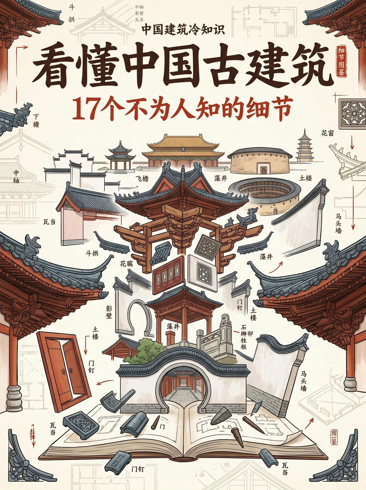 天呐！第一次见这么全的中国建筑冷知识，足足17个不为人知的细节。比如：门槛为什么