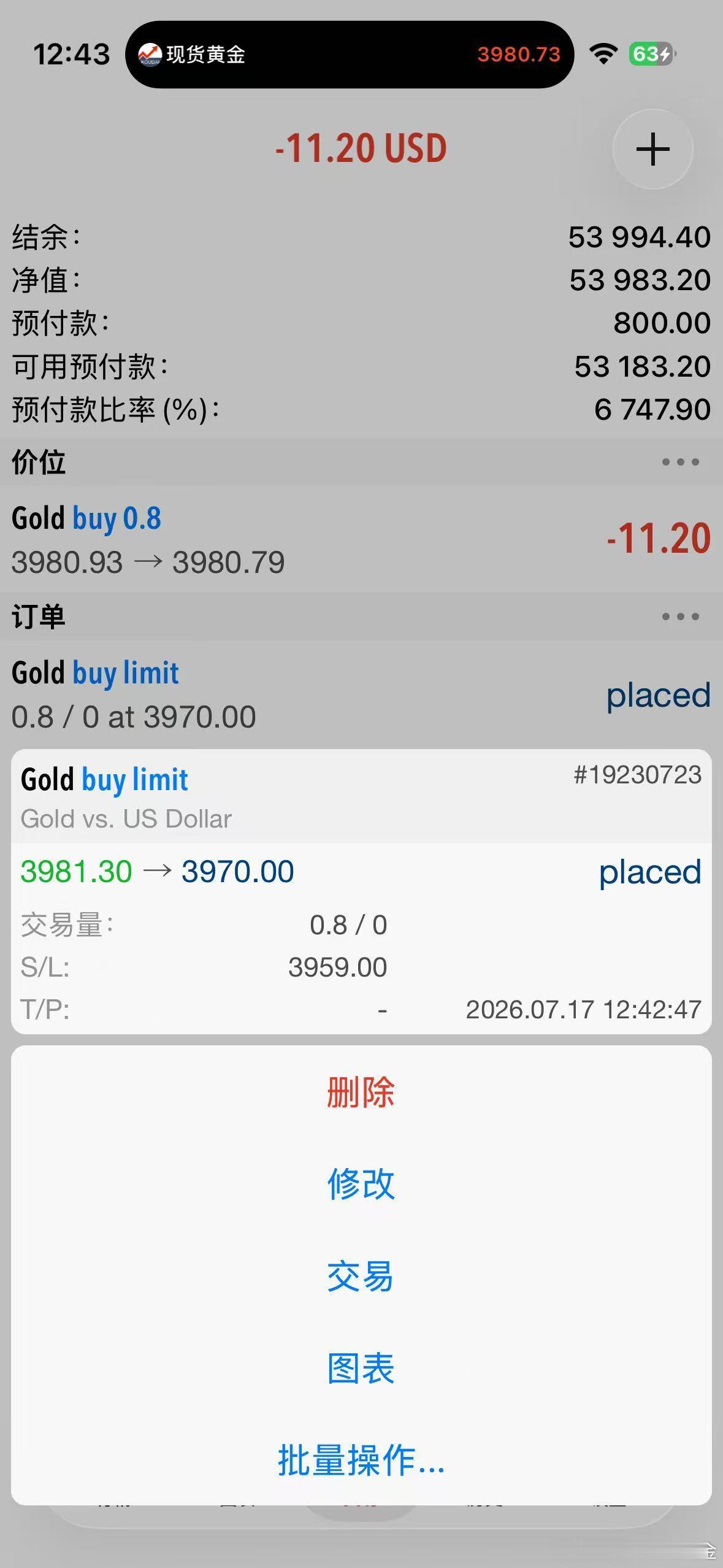 外汇黄金 现价3980进个多单，预留一个加仓位！带好防守，目标先看4000！ 