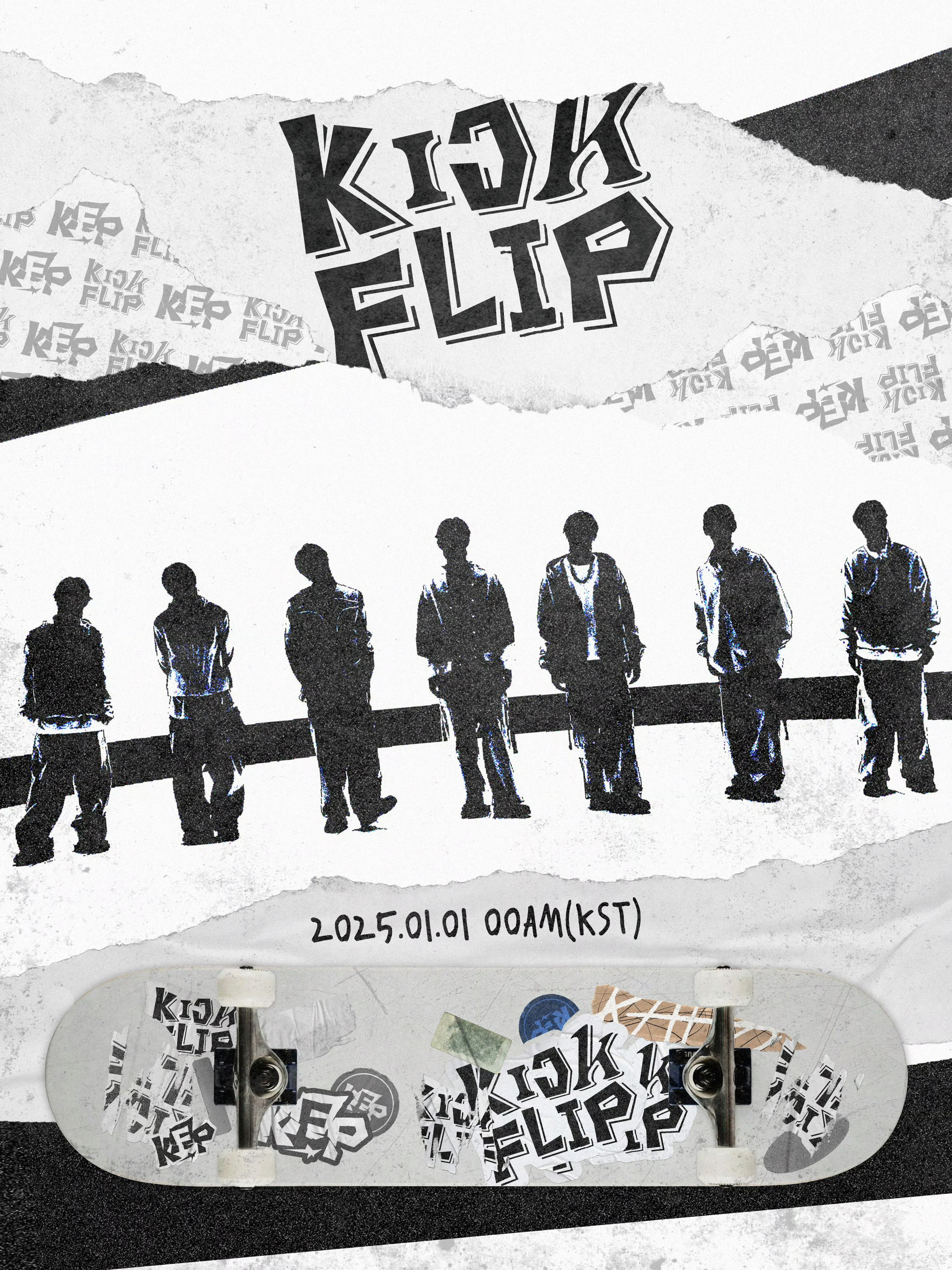 JYP新男团 JYP发布新男团KickFlip队名，并确定组合将于2025年1月