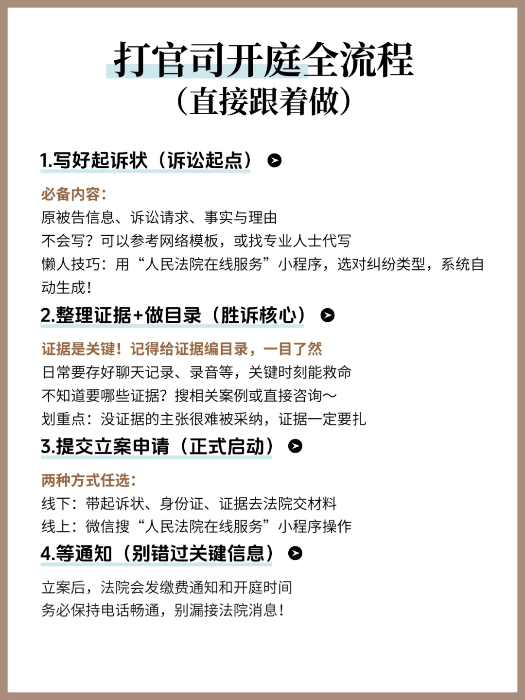第一打官司，照着这个详细全流程走就行