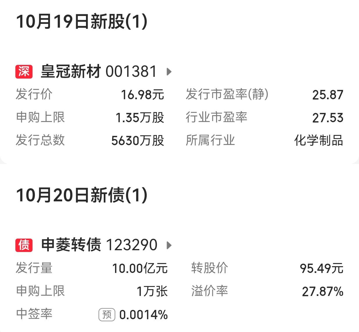 【下周A股市场申购：新股两只 新债一只】

        下周(2026年10