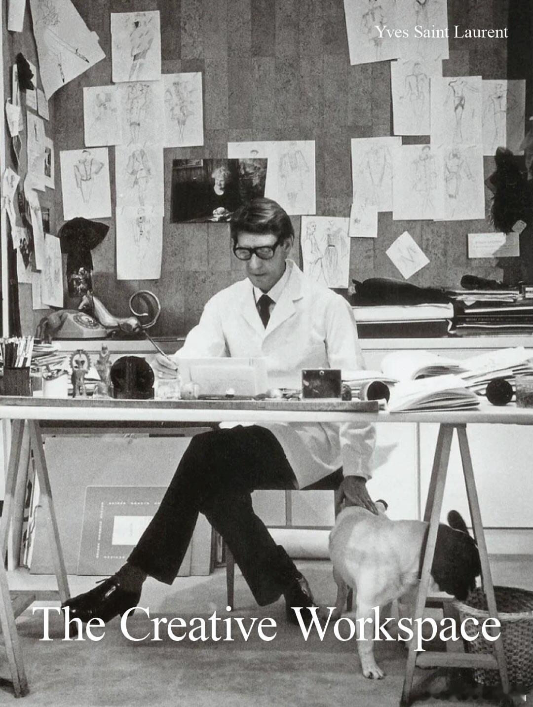 服装设计师们在工作室内工作的场景，文件堆积的不是一团糟，而是记忆。织物剪切、素描