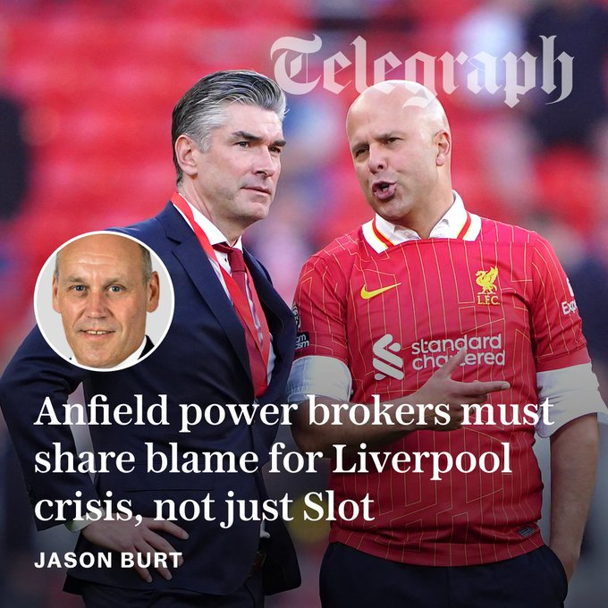 电讯报：安菲尔德权力层需为危机共担责任，而非仅归咎于斯洛特转会核心迈克尔·爱德华