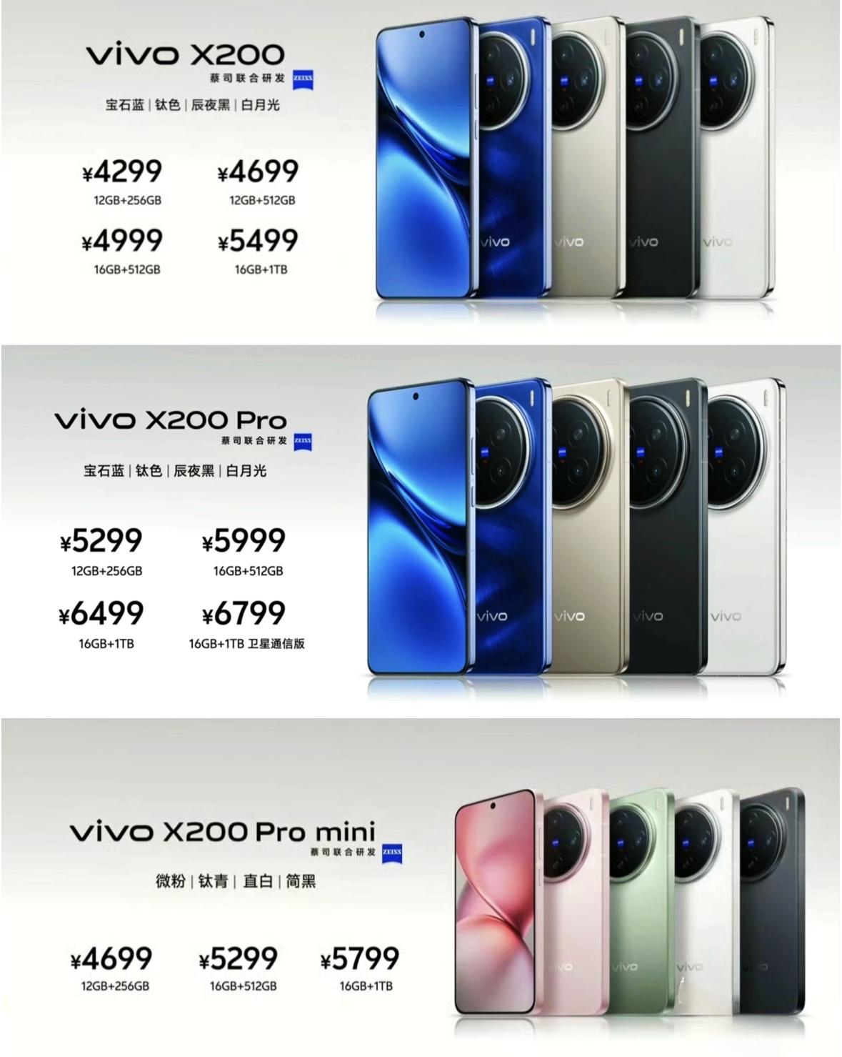 vivo X200系列：4299-6799
小米17系列：4499-6999
