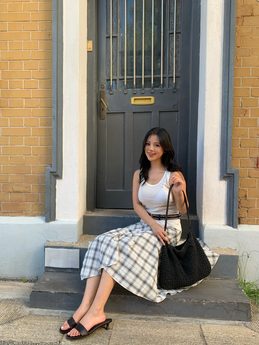 checkered skirt styling