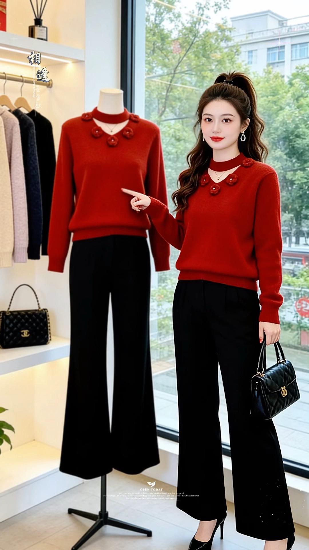 大码女装 针织衫穿搭技巧轻松摆脱路人感 内搭外穿都好看 过年穿什么 我...