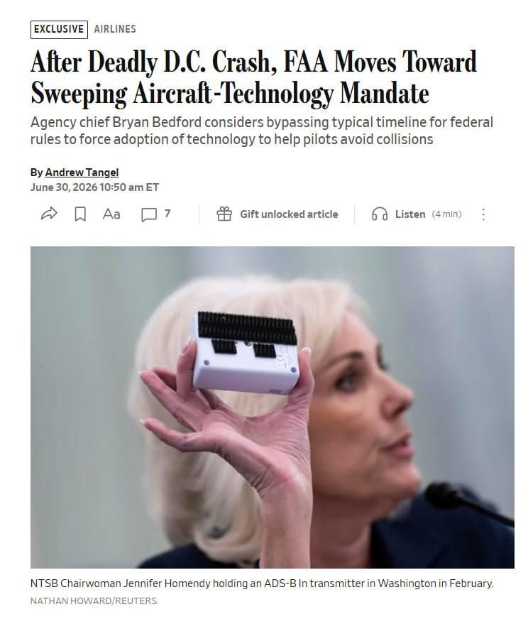 美国联邦航空管理局（FAA）正着手推动一项航空安全新规，拟强制多数飞机配备ADS