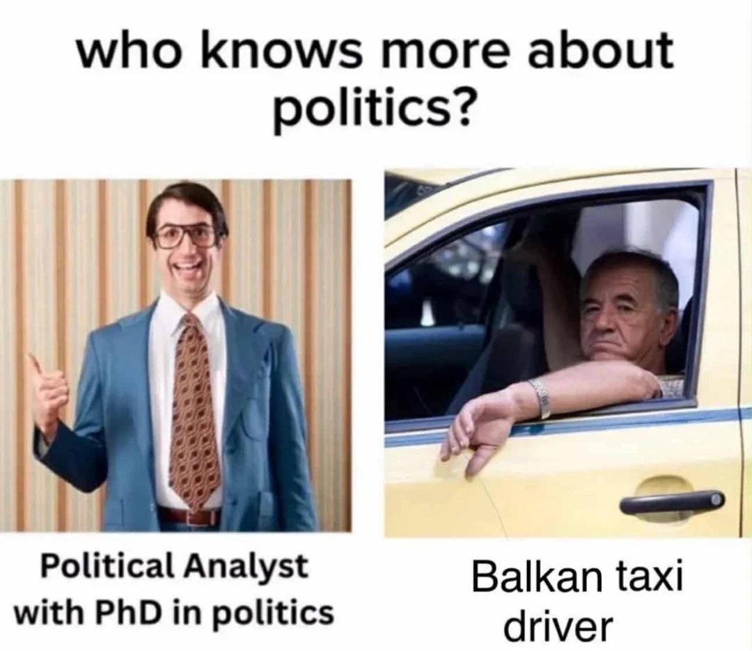 巴尔干梗图，看起来世界出租车司机都一样啊
巴尔干梗图，看起来世界出租车司机都一样