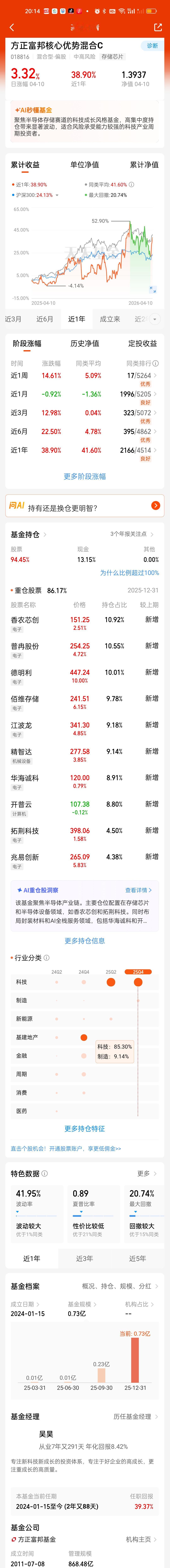 目前整个市场纯血的存储芯片基金就只有方正富邦核心优势，永赢先锋半导体和东方阿尔法