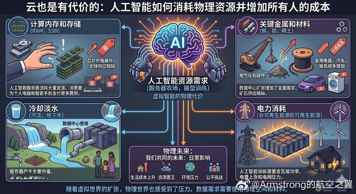 AI特别消耗淡水资源 AI是一个隐藏的“耗水巨兽”，其背后的超大规模数据中心里，