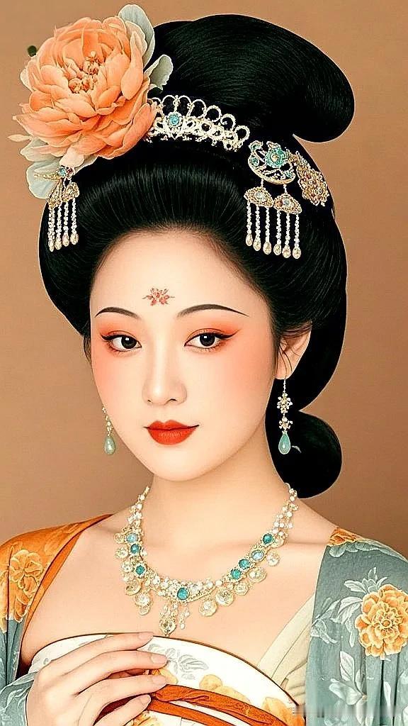 玉簪花下美人笑，锦衣华裳映春光。