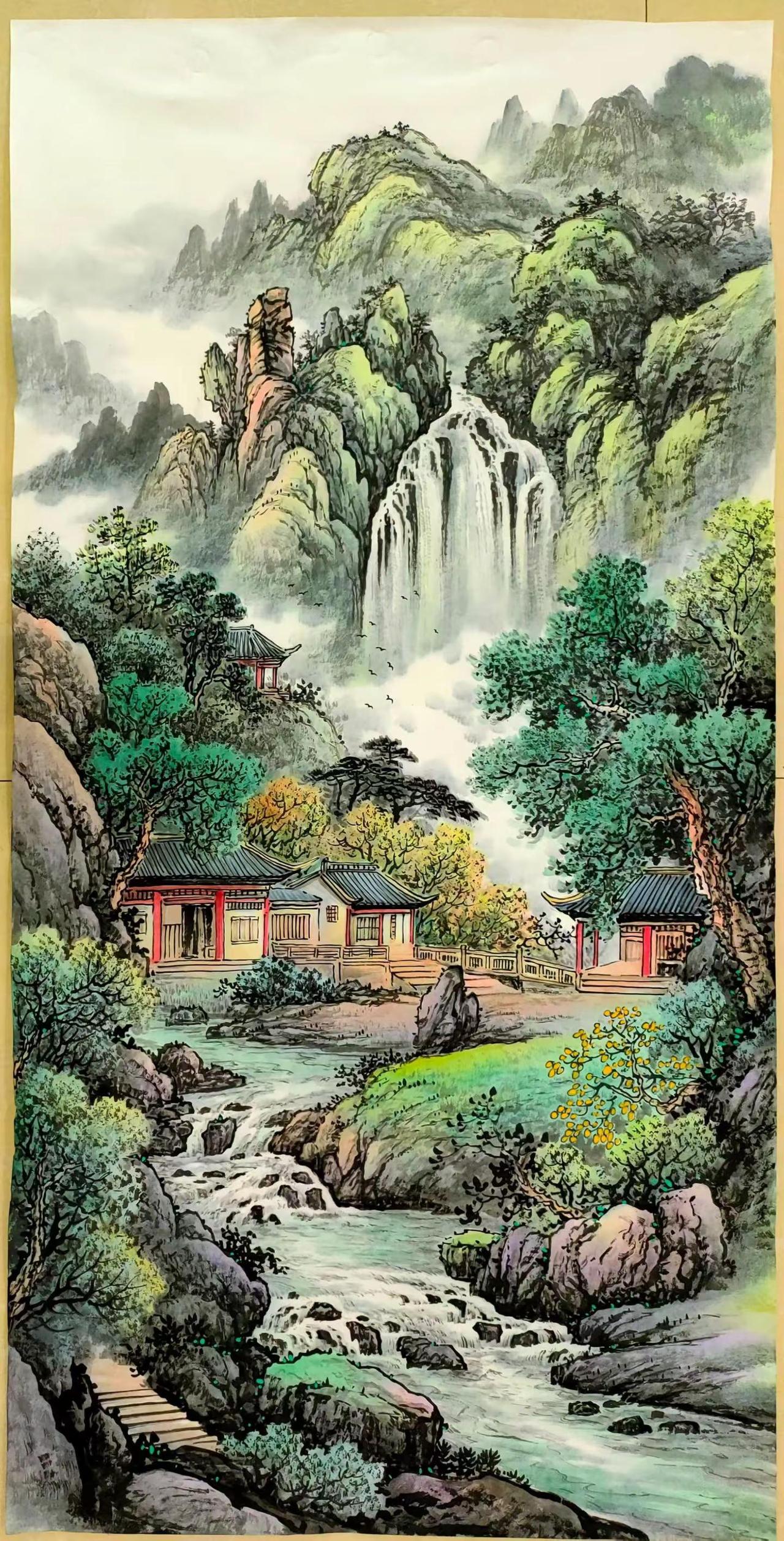 溪山春晓。手绘国画原创绘画作品 创作者中心 创作灵感 水墨山水