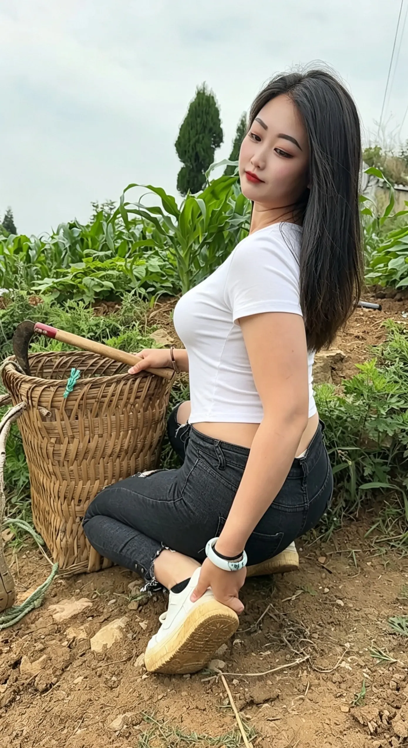 干农活的妹子 微胖女生 紧身牛仔裤 感情