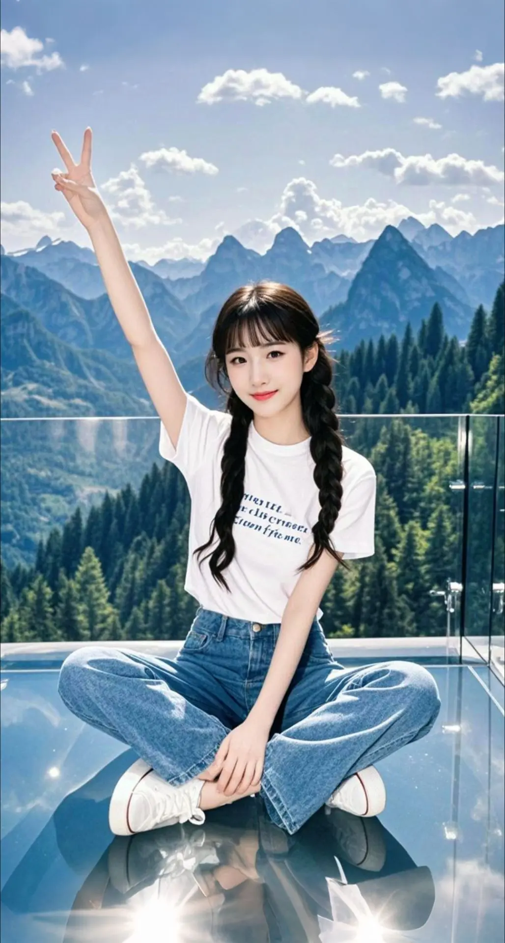AI扩图 AI山巅浅笑