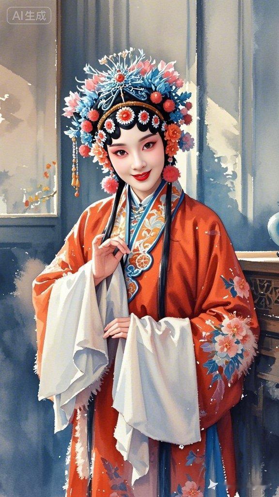 古典美人图鉴：一袭红衣，花团锦簇，韵味十足！