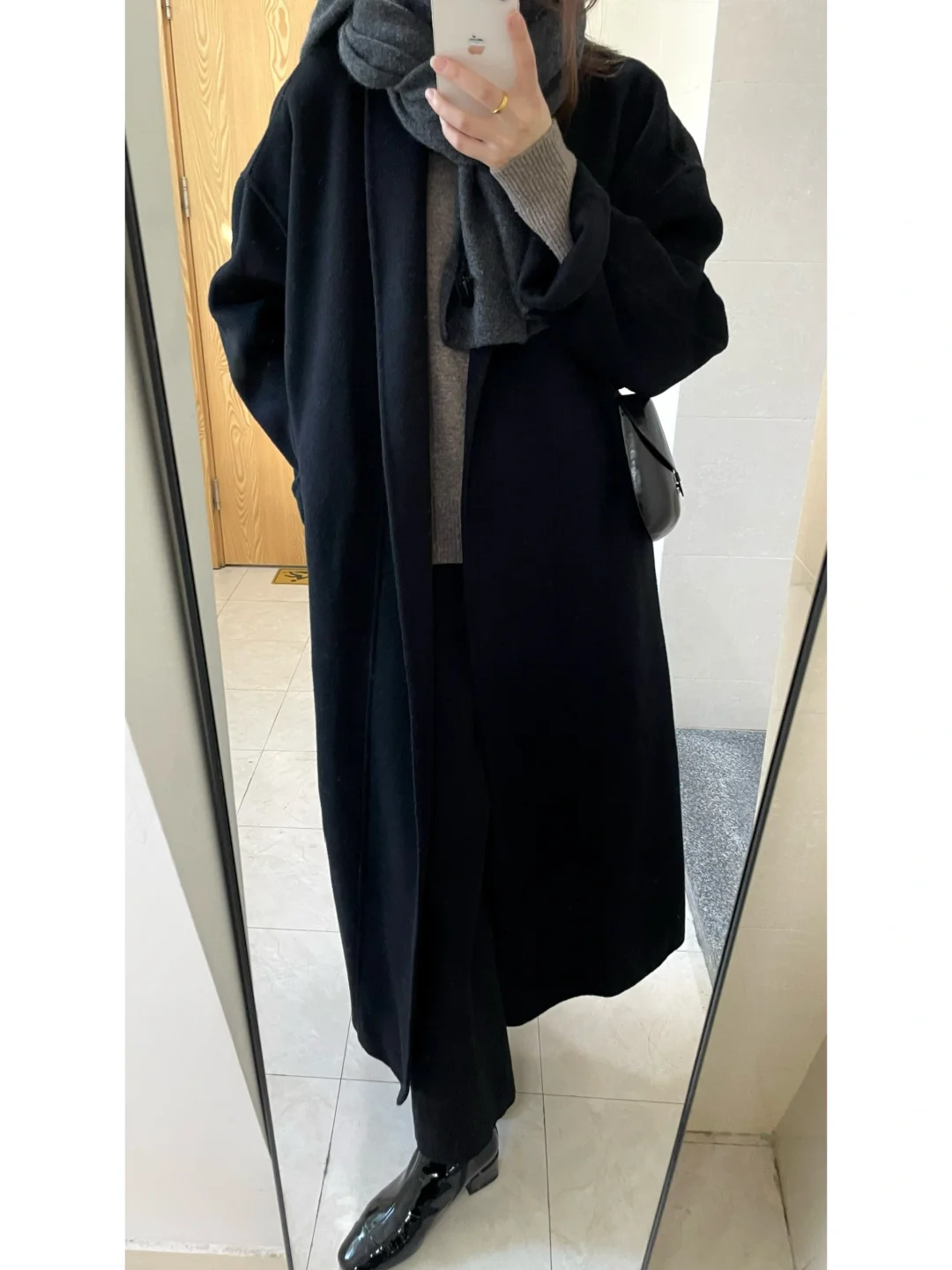 经典浴袍黑大衣