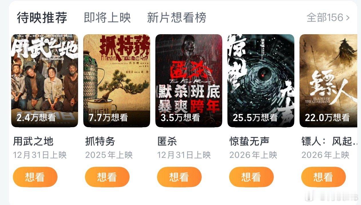 淘票票又将《抓特务》放到跨年档电影待上映中间了，2025年上映，看来还在努力，希