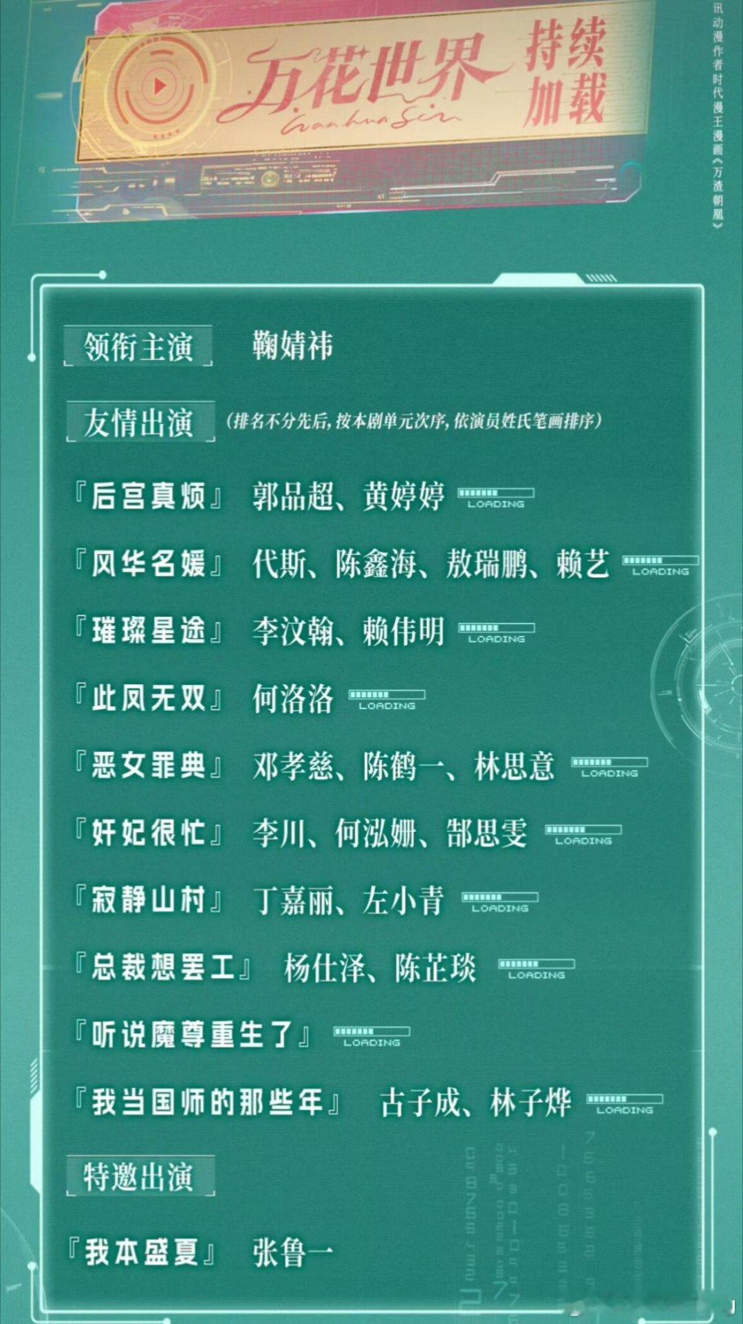 《万花世界》首波阵容官宣这个官宣有点意思 