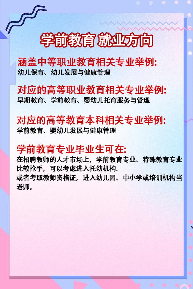 学前教育 就业方向。