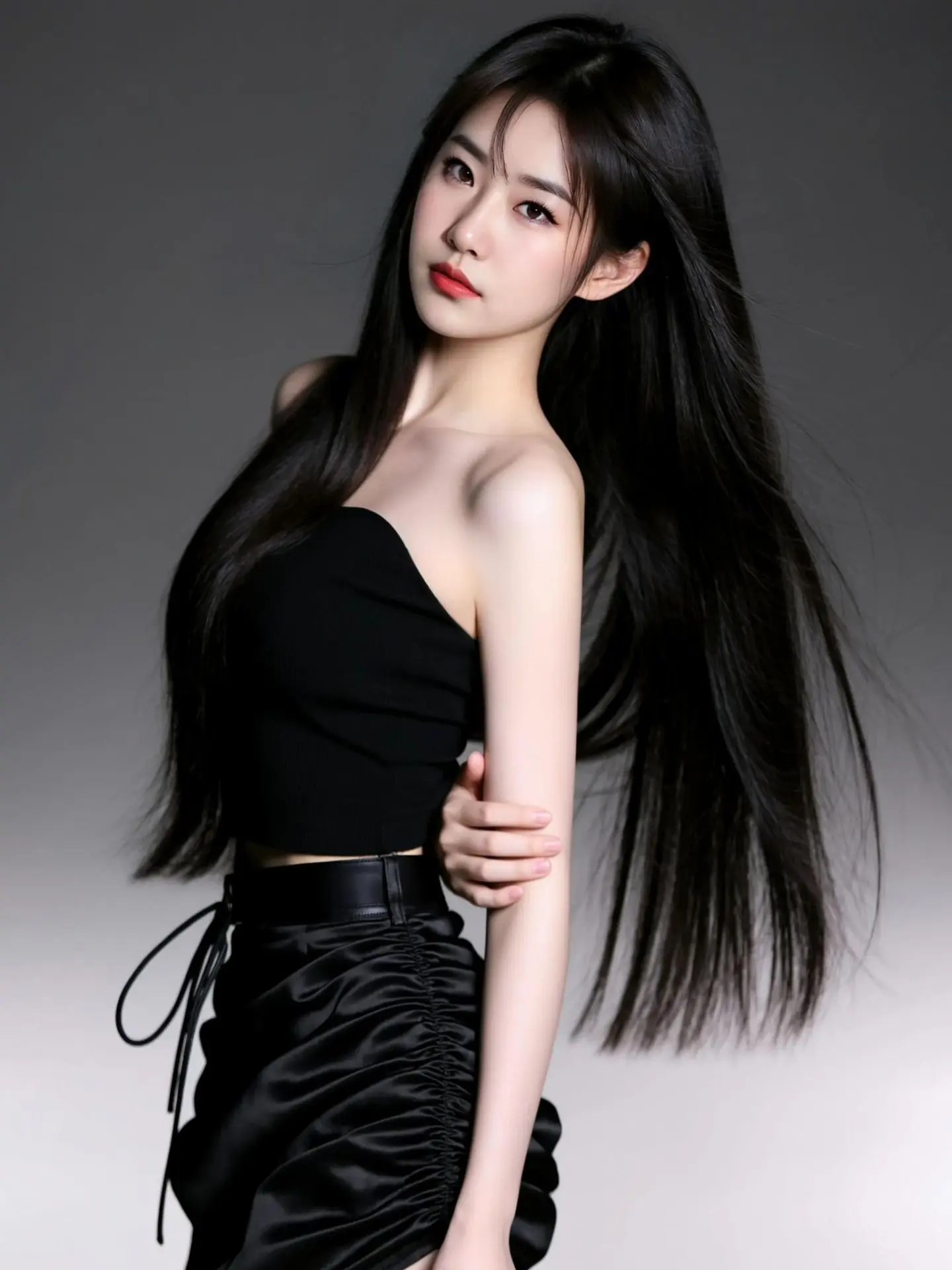 AI黑裙冷感写真 ai创作