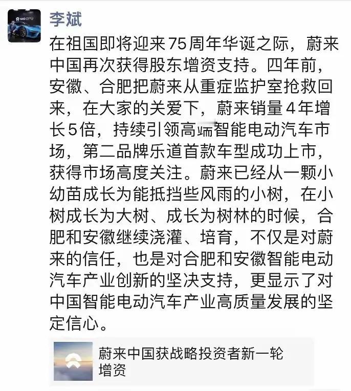 能够理解合肥近年想要打造“中国新能源汽车之都”，想要通过与蔚来的深度绑定从而谋求