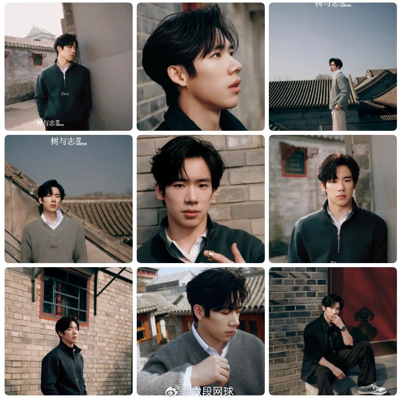 张博恒春日九宫格张博恒更新社媒：选了一个周日去鼓楼拍杂志。靠在墙上，晒晒阳光，可