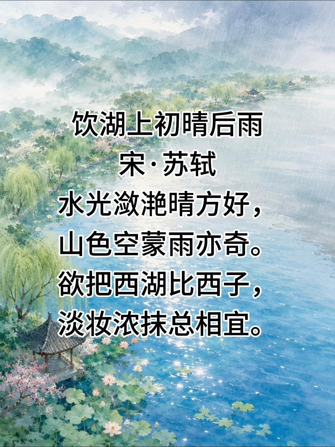 三年级上册语文，必背古诗文《饮湖上初晴后雨》原文+译文+注释+解析，暑假收藏给孩