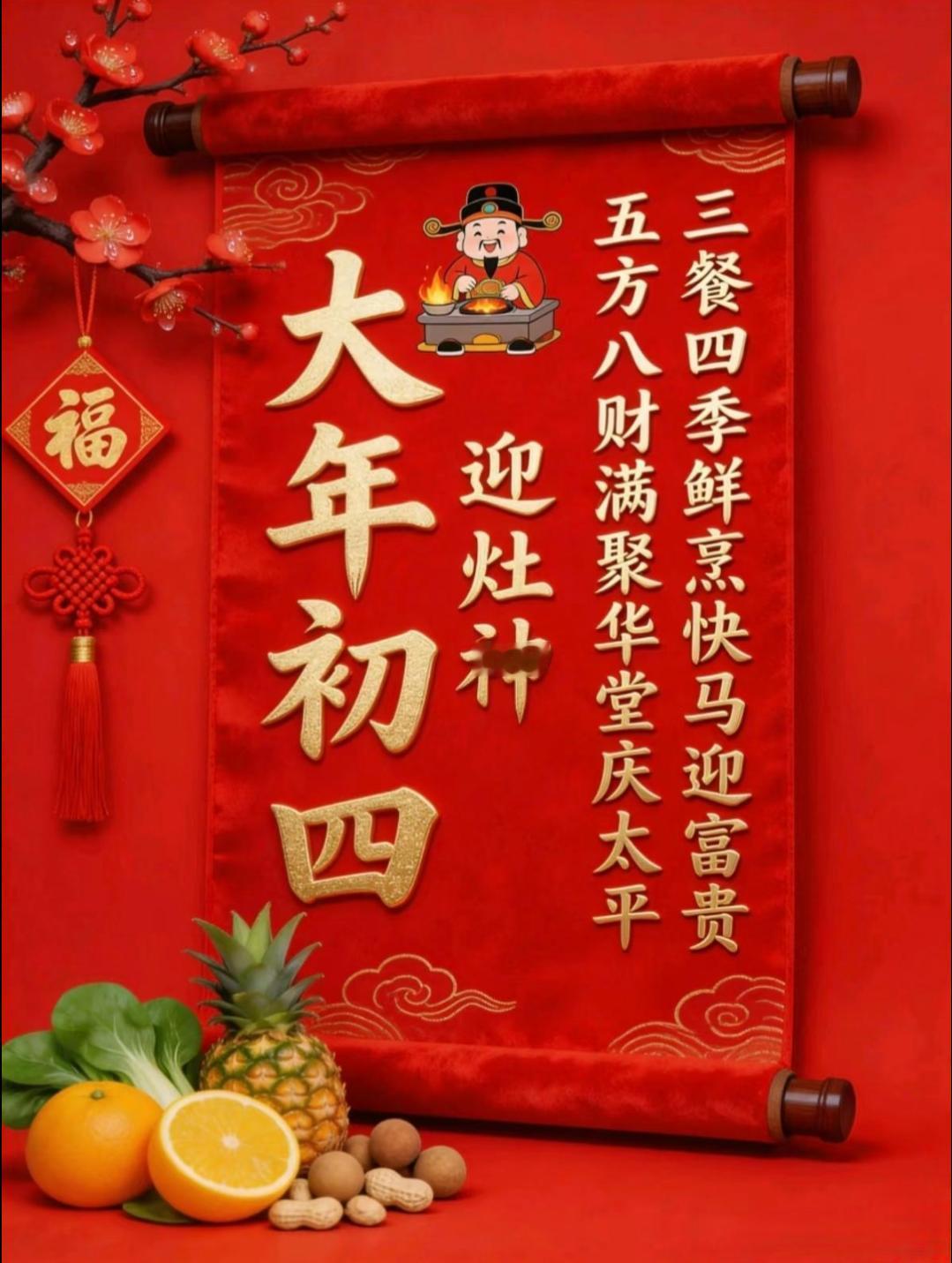 🌄大年初四，恭迎灶神，借着这吉时良辰，许下最诚的心愿：愿 2026 年，新的一