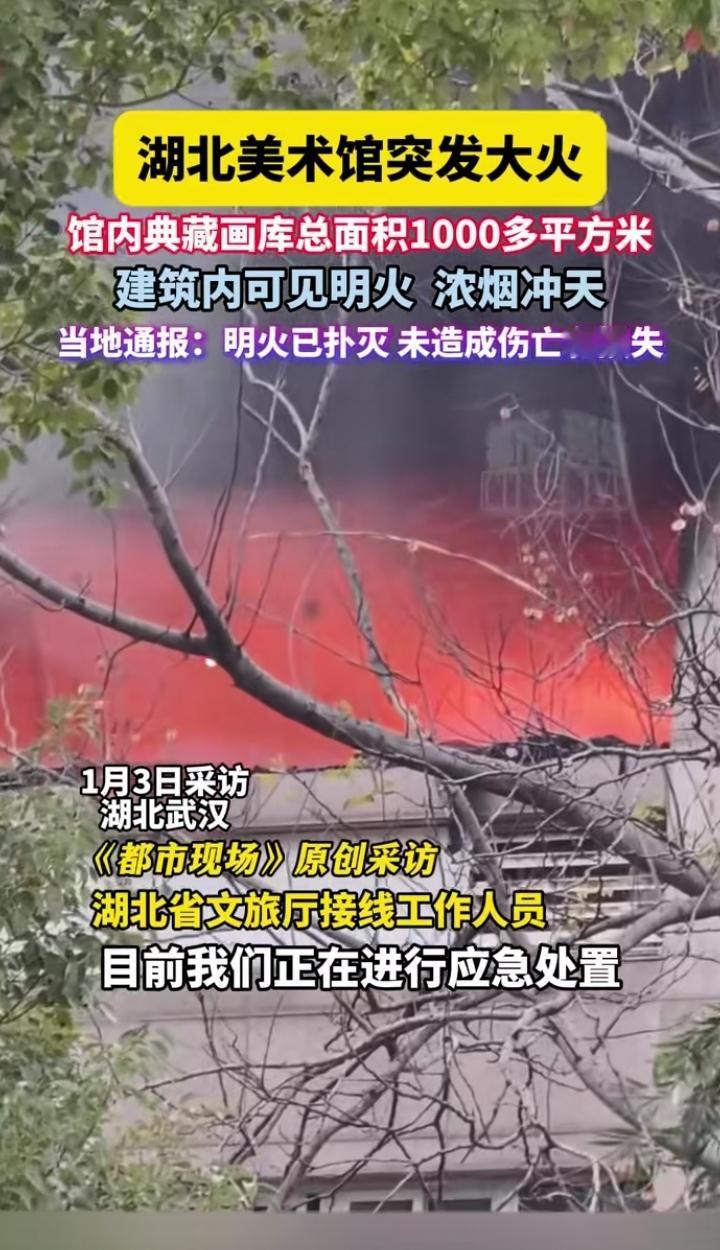 昨天，湖北美术馆突发大火！南博事件以后有人预测会有博物馆起火，真的来了！真是神预