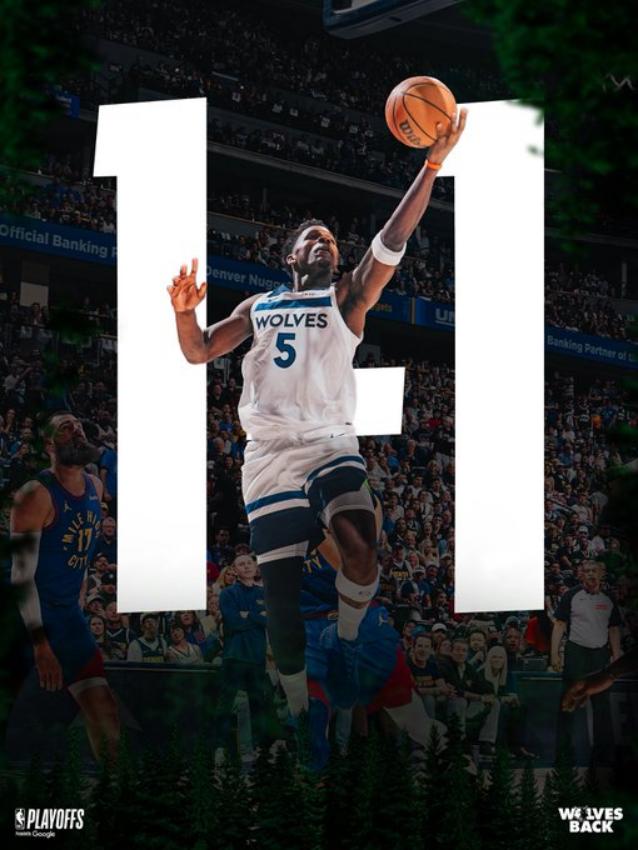 爱德华兹硬刚约基奇！30+10 统治攻防，森林狼大比分扳平

爱德华兹硬刚约基奇