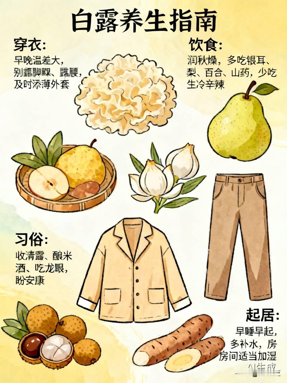 白露至，秋意慢慢变浓，老话讲“白露身不露”，这些习俗和养生要点收好。
✅穿衣：早
