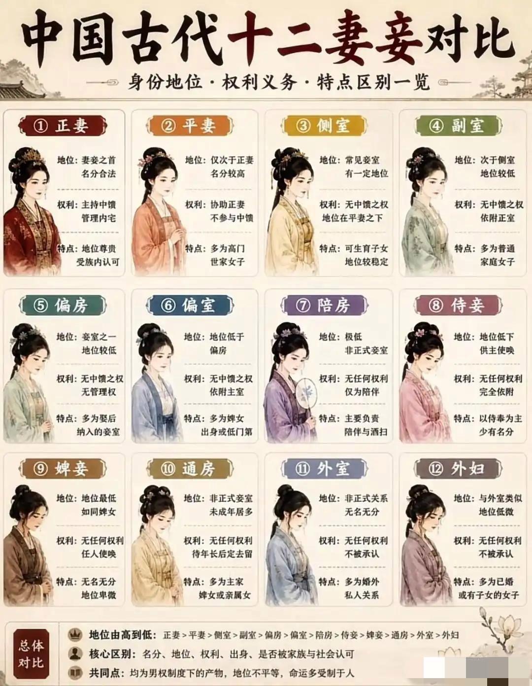 古代妻妾12级差别：正妻和外妇差距有多大？