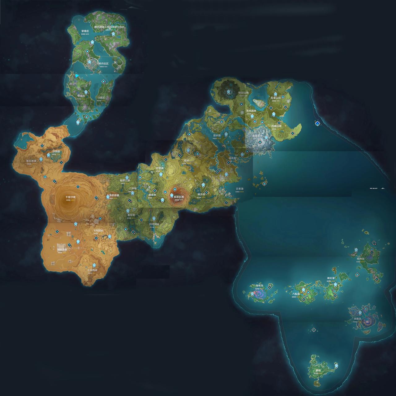 提瓦特大陆，五国现状图!#原神# #游戏# #二次元#