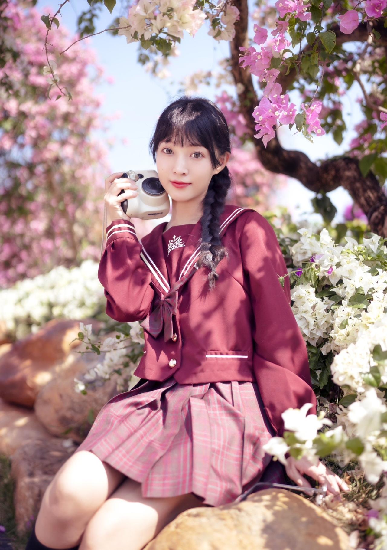 我拍的水手服，jk也算蛮多了，酒红色是第一次拍#jk #jk制服 #水手服 #南