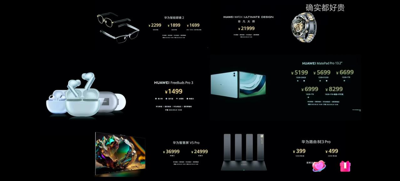 这次华为发布会的新品，大家觉得贵吗？看了一圈，好像路由器还买得起[奸笑]

1、