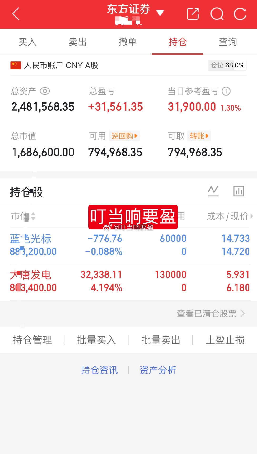 1百w挑战一年翻5倍（第103天）兄弟们空仓了大半个月，是时候回来了，继续做大做