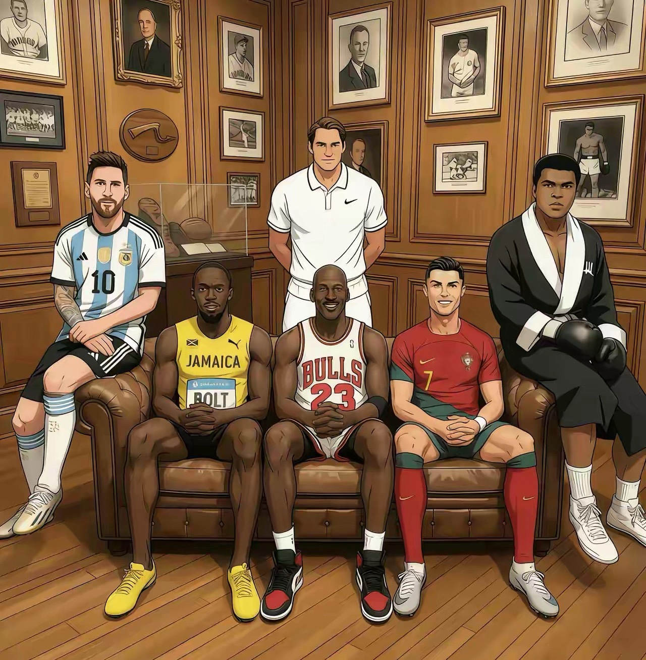 21世纪六大最佳运动员，C罗、乔丹、博尔特、阿里、梅西、费德勒入选。 