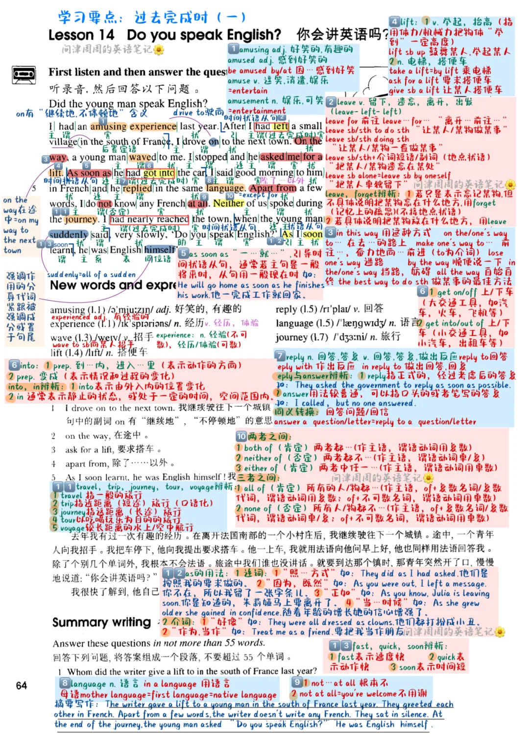 新概念英语第二册lesson14笔记/课文+习题