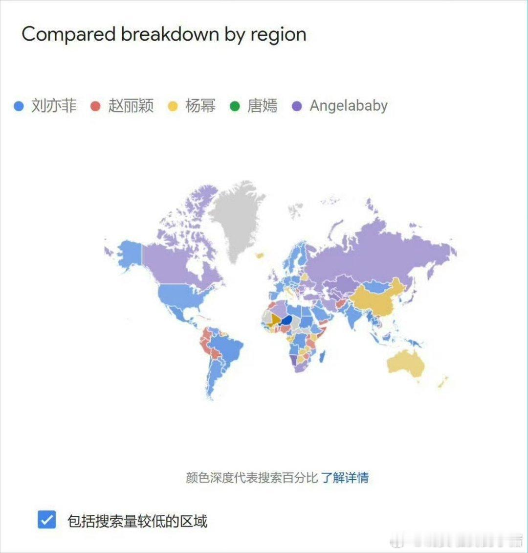Angelababy刘亦菲谷歌搜索指数 