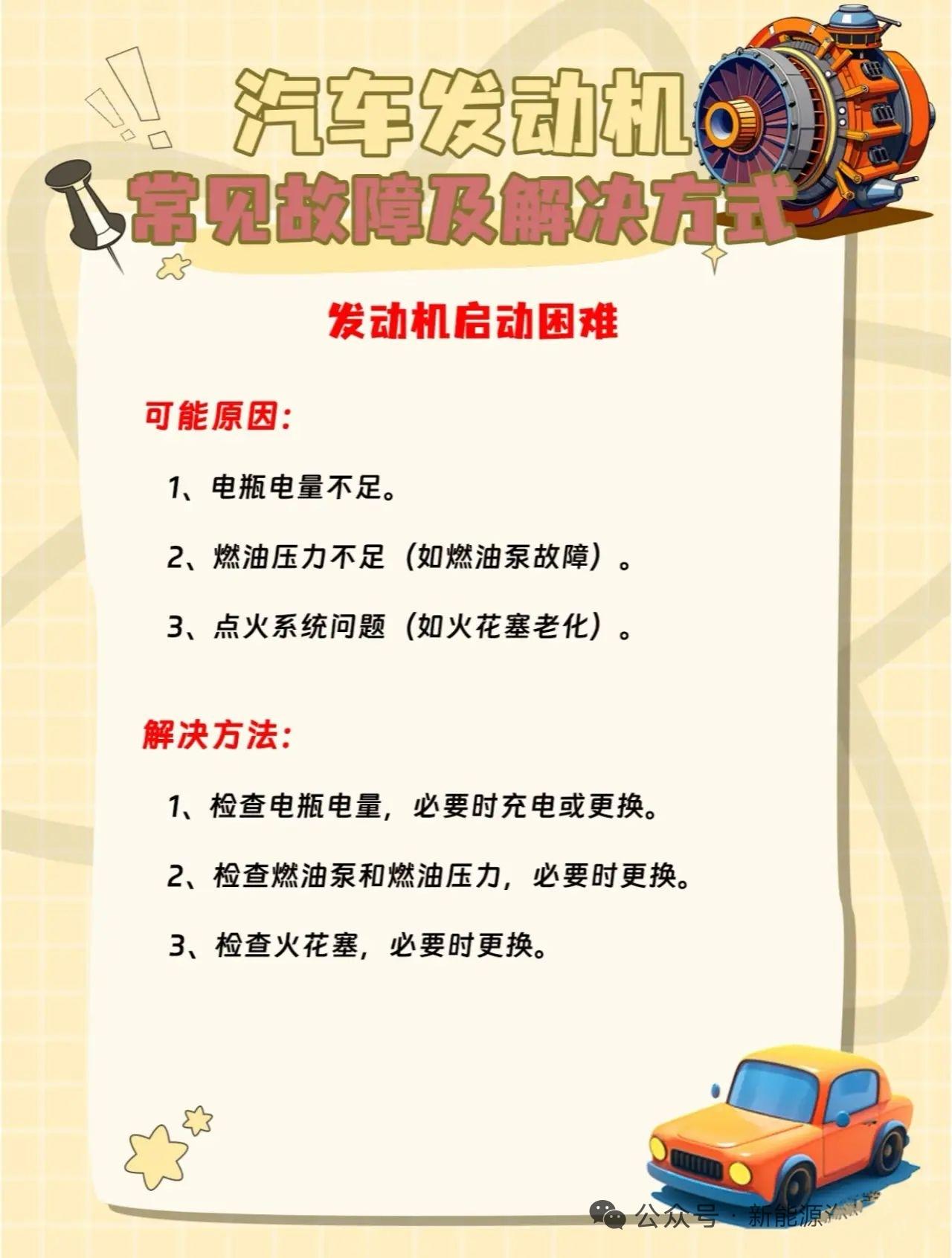 汽车发动机常见故障及解决方案。