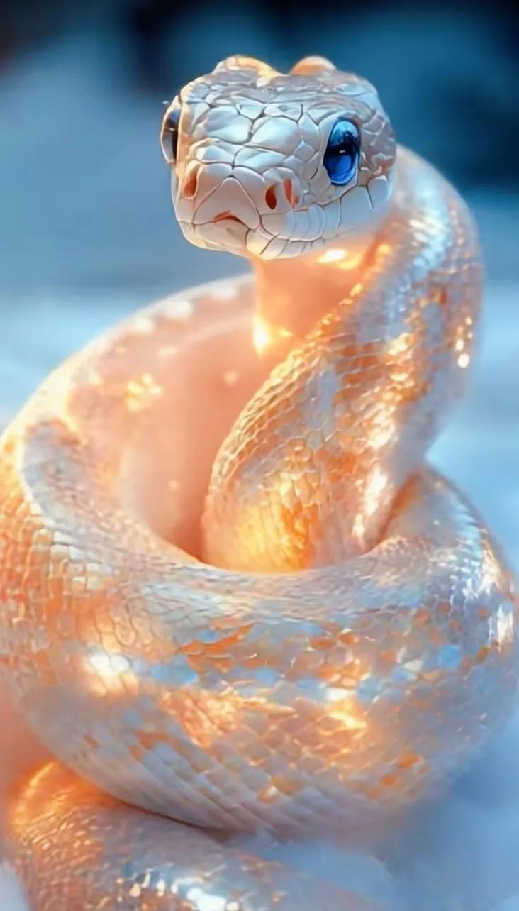 梦幻粉蟒蛇🐍，蓝色眼睛超萌！月光石色玉米蛇 糖果色玉米蛇